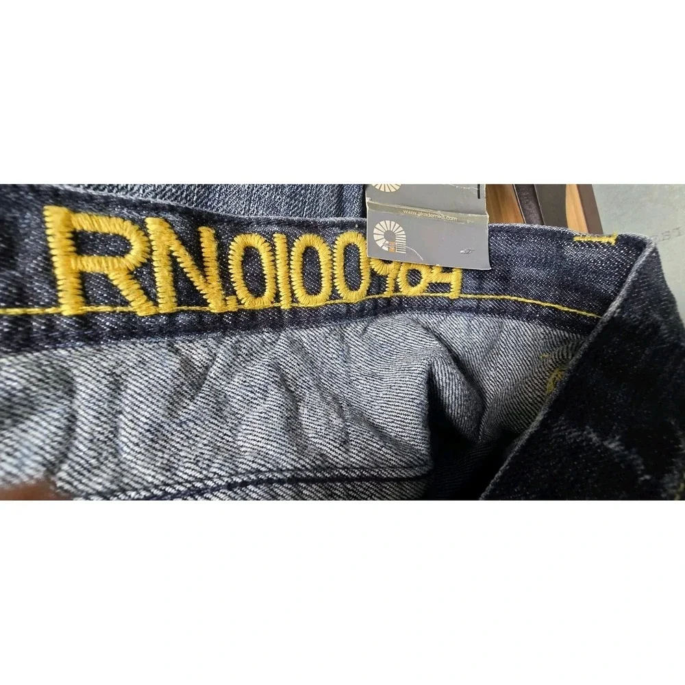Akademiks Jeanius RN0100964 Mens Size 40X35 Blue Dark Wash Hidden Cargo Pockets